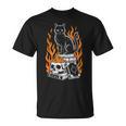Witchy Creepy Goth Cat Skull Flames Occult Magic Books T-Shirt Witchy Creepy Goth Cat Skull Flames Occult Magic Books T-Shirt