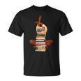 Woman And Books Stack Afro Girl Book Lover T-Shirt