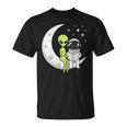 Women's Alien And Astronaut Reading On Moon Kids Sci Fi Book T-Shirt