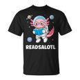 Women's Axolotl Books Readsalotl Reading Bookworm Boys Girls Kids T-Shirt