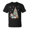 Women's Book Lovers Christmas Tree Reading Penguin Holiday Bookworm T-Shirt