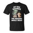 Women's Cute Fantasy Book Reader Apparel Dog Dragon Bookish Magic T-Shirt
