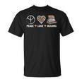 Women's Peace Love Reading Book Reader Book Lover Vintage Bookworm T-Shirt Women's Peace Love Reading Book Reader Book Lover Vintage Bookworm T-Shirt