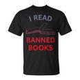 Women's I Read Banned Books Bluegrey-Red Literature Activist T-Shirt Women's I Read Banned Books Bluegrey-Red Literature Activist T-Shirt