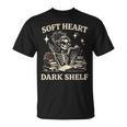Women's Soft Heart Dark Shelf Dark Romance Book Lover Skeleton Goth T-Shirt