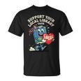Women's Support Your Local Library Staff Retro Book Mascot T-Shirt Women's Support Your Local Library Staff Retro Book Mascot T-Shirt