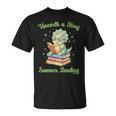 Women's Unearth a Story Triceratops Dinosaur Reading Books Cute Dino T-Shirt Women's Unearth a Story Triceratops Dinosaur Reading Books Cute Dino T-Shirt