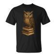 Women's Wise Owl Monocle Books Scholar Academic Art T-Shirt Women's Wise Owl Monocle Books Scholar Academic Art T-Shirt