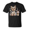 Women's Yorkie Dog Moms Iced Coffee And Books Yorkshire Terrier T-Shirt