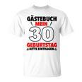30th Birthday Party Guest List Guest Book 30th Birthday T-Shirt 30th Birthday Party Guest List Guest Book 30th Birthday T-Shirt