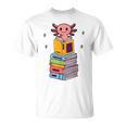 Axolotl Bookworm Girls Cute Book Reading Axolotl Pink T-Shirt