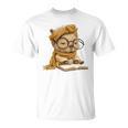 Baby Reptile Small Book Reading Graphic Lizard Round Glasses T-Shirt