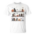 Cat Book Lover Halloween Cute Spooky Reading Premium Tri-Blend T-Shirt