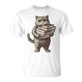 Cat Book Lover Reading Men Women Kids T-Shirt
