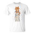 Cat Sits On Books Reading Reading Book Lover T-Shirt