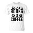Cats Books And Coffee Reading T-Shirt
