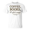 Coffee Books & Oxford Commas Funny Grammar Nerd Gift T-Shirt