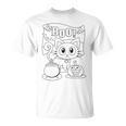 Coloring Book Style Blank Shirt Halloween Boo Kitty Cat Men Women Kids T-Shirt