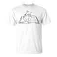 Cute Cat Reading Book Literature Kitty T-Shirt Cute Cat Reading Book Literature Kitty T-Shirt