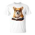 Cute Dog Corgi Reading Book T-Shirt Cute Dog Corgi Reading Book T-Shirt