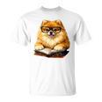 Cute Dog Pomeranian Reading Book Premium Tri-Blend T-Shirt