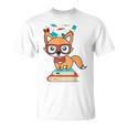 Cute Fox Smart Nerdy 1st Day School Teachers Students Books T-Shirt
