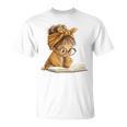 Cute Girl Open Book Reading Book Lover Graphic Round Glasses T-Shirt Cute Girl Open Book Reading Book Lover Graphic Round Glasses T-Shirt