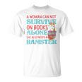 Cute Hamster Reading Book A Woman Can Not Survive On Books Raglan Baseball Tee T-Shirt