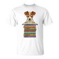 Cute Jack Russel Dog Reading On Pile Of Books Premium Tri-Blend T-Shirt