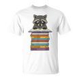 Cute Raccoon Reading On Pile Of Books T-Shirt Cute Raccoon Reading On Pile Of Books T-Shirt