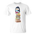 Cute Reading Penguin Women's Tops Book Lovers T-Shirt Cute Reading Penguin Women's Tops Book Lovers T-Shirt