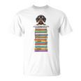 Cute Wiener Dog Dachshund Reading On Pile Of Books T-Shirt Cute Wiener Dog Dachshund Reading On Pile Of Books T-Shirt