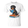 Dachshund Dog With Glasses Reading Book Librarian T-Shirt Dachshund Dog With Glasses Reading Book Librarian T-Shirt