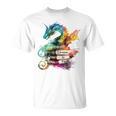 Dragons And Books Watercolor Fantasy Dragon Lover Theme T-Shirt