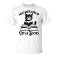 Easily Distracted By Cats And Books Book And Cat Lover Premium Tri-Blend T-Shirt Easily Distracted By Cats And Books Book And Cat Lover Premium Tri-Blend T-Shirt