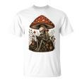Floral Mushroom Skeleton Reading Books Gothic Humor T-Shirt