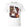 Ghost With Bookshelf Halloween Bookish Premium Tri-Blend T-Shirt