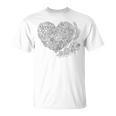 Heart Shaped Adult Coloring Book Style FashionShirt T-Shirt