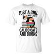 Just A Girl Who Loves Calico Cats And Books Minimal Tee T-Shirt Just A Girl Who Loves Calico Cats And Books Minimal Tee T-Shirt