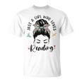 Just A Girl Who Loves Reading Hair Bun For Book Lover T-Shirt