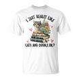 I Just Really Like Cats And Books Cat Watercolor T-Shirt