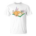 Kawaii Cat Women's Cat Books Flowers T-Shirt Kawaii Cat Women's Cat Books Flowers T-Shirt