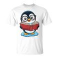 Kawaii Penguin In Cartoon Style With Book And Glasses T-Shirt