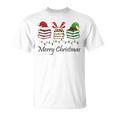 Librarian Merry Christmas Books Santa Hat Reindeer Elf Xmas T-Shirt