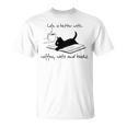 Life Is Better With Books Cats And Coffee T-Shirt