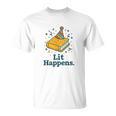 Lit Happens Book Party Hat Confetti Literary Pun T-Shirt Lit Happens Book Party Hat Confetti Literary Pun T-Shirt