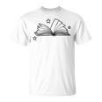 Magic Book With Stars Line Art T-Shirt