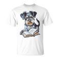 Nerdy Schnauzer Dog Book Lover Glasses Cute Pet For Men Women Kids T-Shirt