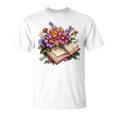 Open Book With Colorful Flowers For Readers T-Shirt