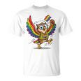 Owl With Pride Flag Book Lover Rainbow Library T-Shirt
